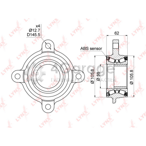 LYNXauto WB1026 Комплект подшипника ступицы колеса