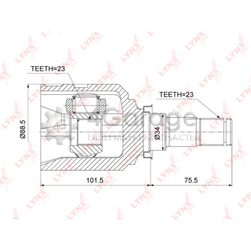 LYNXauto CI3719 ШРУС внутренний подходит для TOYOTA Carina E(T19) 1.6 1.8 92 95 / Caldina(T19/T21) 1.5 .18 92 02 / Corolla(E100/E110/E120) 1.3 1.6 91 06 / Vitz(P10/P90) 1.3 99 10 CI 3719