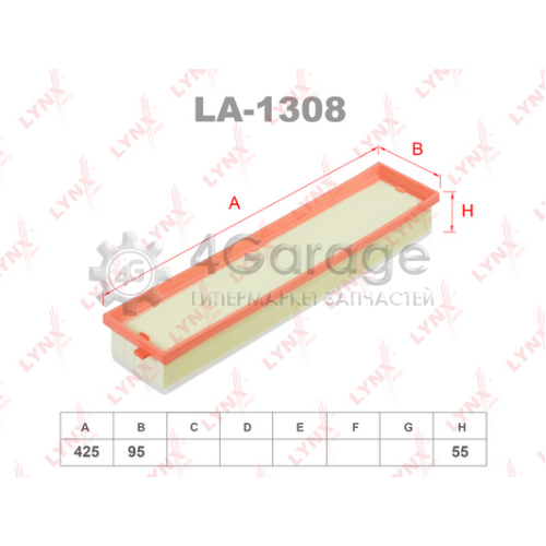 LYNXauto LA1308 Фильтр воздушный подходит для CITROEN C4 04/Berlingo 08 1.6 PEUGEOT 206 00/307 00/Partner 08 1.6 LA 1308