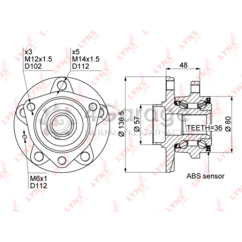 LYNXauto WH1119 Комплект подшипника ступицы колеса