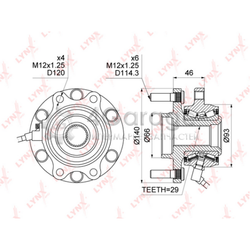 LYNXauto WH1104 Комплект подшипника ступицы колеса