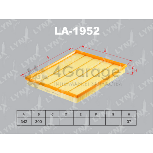 LYNXauto LA1952 Воздушный фильтр