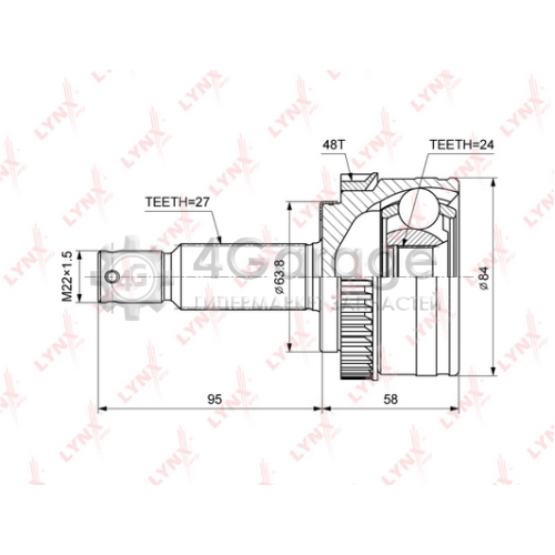LYNXauto CO3866A ШРУС наруж. ком/кт