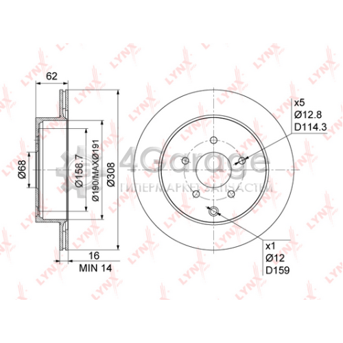 LYNXauto BN1116 Тормозной диск