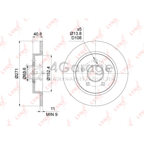 LYNXauto BN1452 Тормозной диск