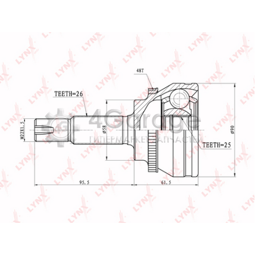 LYNXauto CO3647A ШРУС наружный подходит для TOYOTA Avensis(T25) 2.0 2.4 03 08 CO 3647A