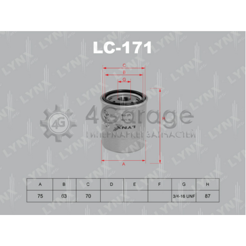 LYNXauto LC171 Масляный фильтр