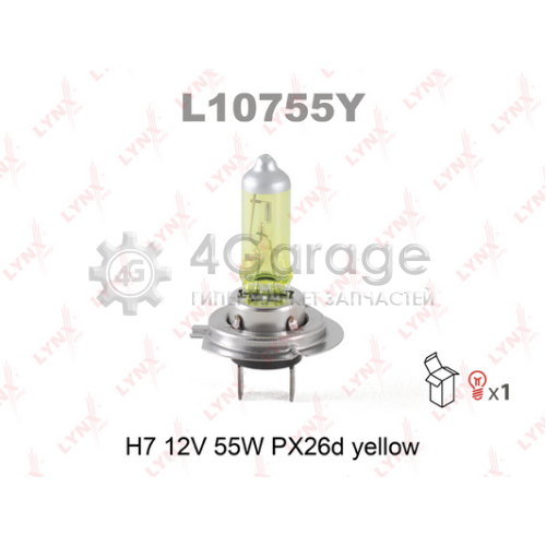 LYNXauto L10755Y Лампа галогеновая [H7 12V 55W PX26d YELLOW]