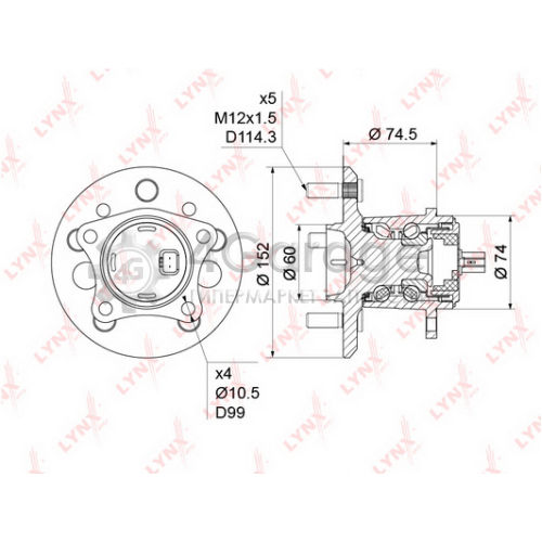 LYNXauto WH1216 Комплект подшипника ступицы колеса