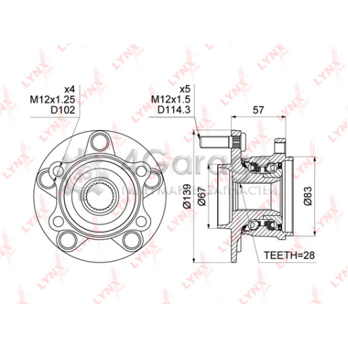 LYNXauto WH1036 Комплект подшипника ступицы колеса