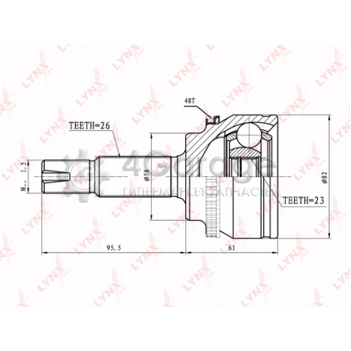 LYNXauto CO7562A ШРУС наружный подходит для TOYOTA Corolla 1.4 1.6 02 CO 7562A