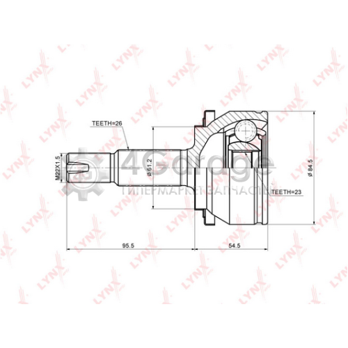 LYNXauto CO3707 ШРУС наружный подходит для TOYOTA Auris(_E150) 1.33 1.6 06 / Corolla(_E150) 1.33 1.6 06 CO 3707