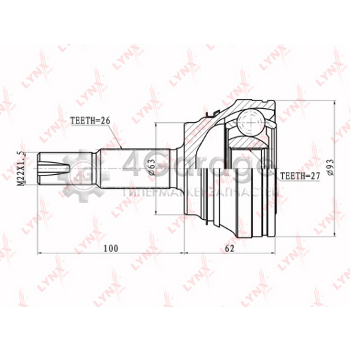LYNXauto CO7501 Шарнирный комплект приводной вал