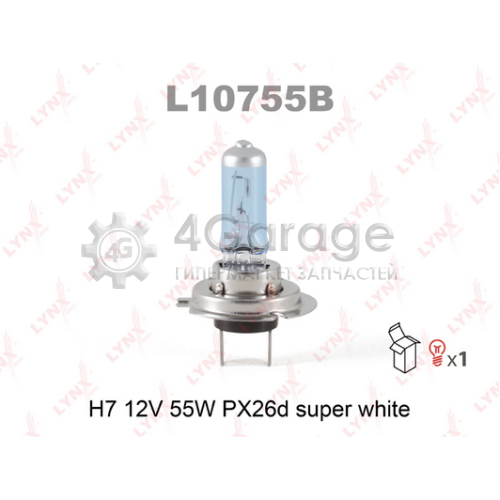 LYNXauto L10755B Лампа галогеновая H7 12V 55W PX26D SUPER WHITE L10755B