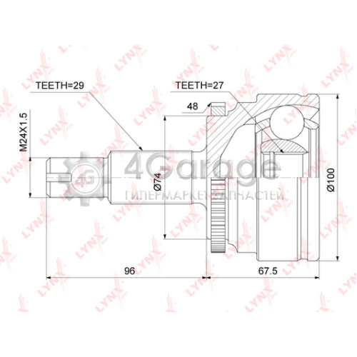 LYNXauto CO3836A Шарнирный комплект приводной вал