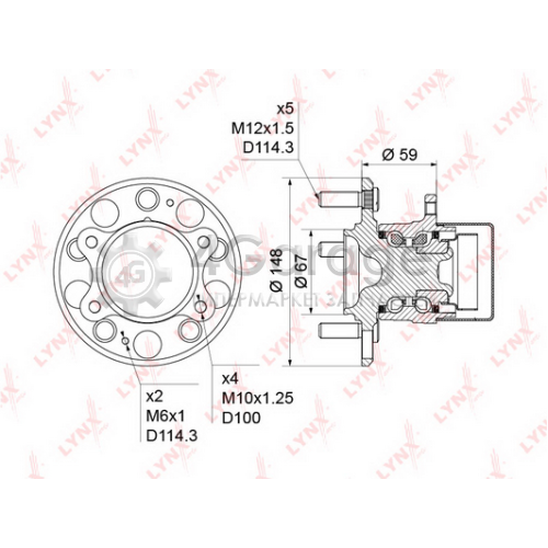 LYNXauto WH1240 Комплект подшипника ступицы колеса
