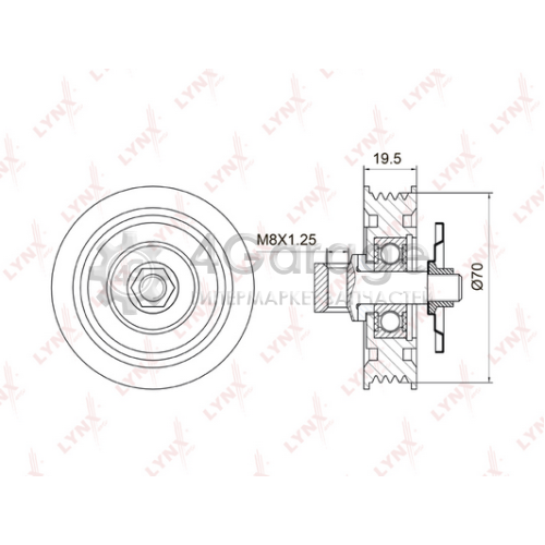 LYNXauto PB5034 Натяжной ролик поликлиновой ремень