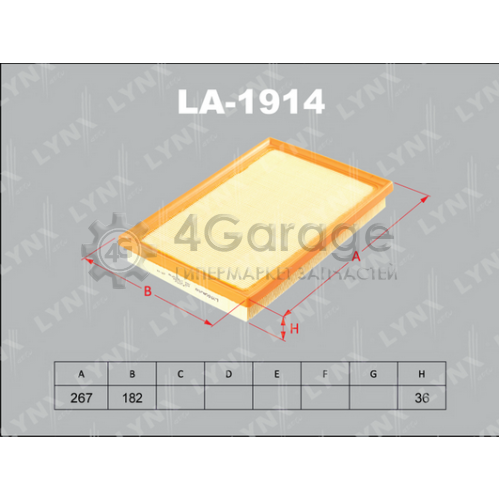 LYNXauto LA1914 Воздушный фильтр