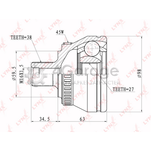 LYNXauto CO1202A ШРУС наружный подходит для AUDI A4 1.8T 2.8 95 00/A6 1.9TD 4.2 97 05/A8 2.5TD 6.0 97 02/Allroad 2.5TD 4.2 00 05 SKODA Superb 1.8T 2.8 02 08 VW Passat 1.9TD 2.8 96 00/1.8T 4.0 00 05 CO 1202A