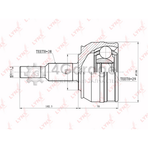 LYNXauto CO8006 ШРУС наружный подходит для VW Transporter 5 2.0TD 3.2 03 CO 8006