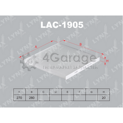 LYNXauto LAC1905 Фильтр воздух во внутренном пространстве