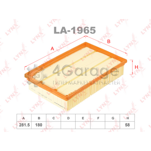 LYNXauto LA1965 Воздушный фильтр