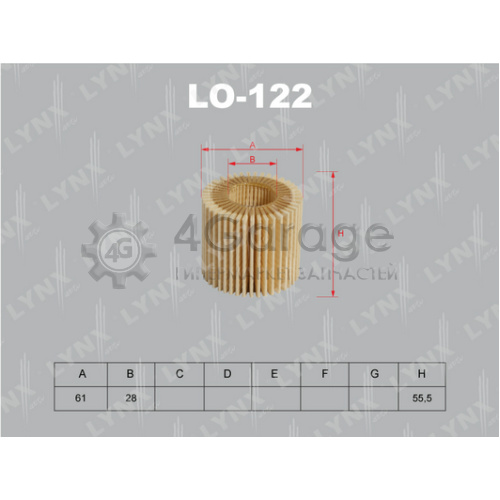 LYNXauto LO122 Масляный фильтр