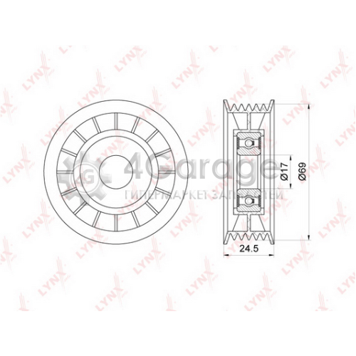 LYNXauto PB5164 Натяжной ролик поликлиновой ремень