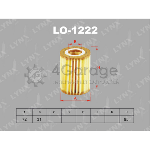 LYNXauto LO1222 Масляный фильтр