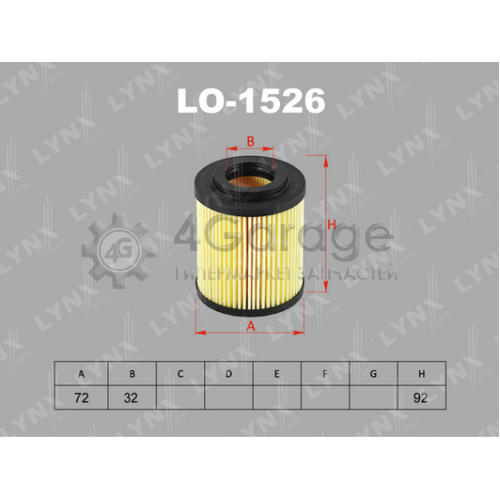 LYNXauto LO1526 Масляный фильтр