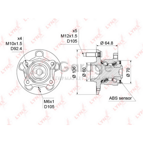 LYNXauto WH1386 Комплект подшипника ступицы колеса