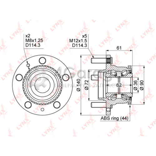 LYNXauto WH1094 Комплект подшипника ступицы колеса