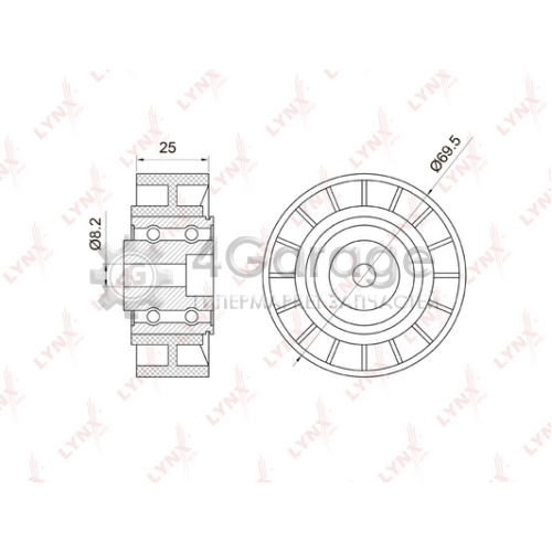 LYNXauto PB7017 Паразитный / ведущий ролик поликлиновой ремень