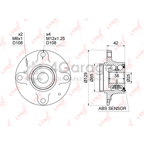 LYNXauto WH1261 Комплект подшипника ступицы колеса