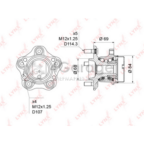 LYNXauto WH1231 Комплект подшипника ступицы колеса