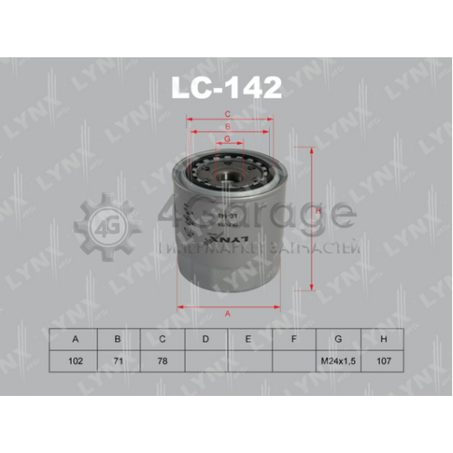 LYNXauto LC142 Масляный фильтр