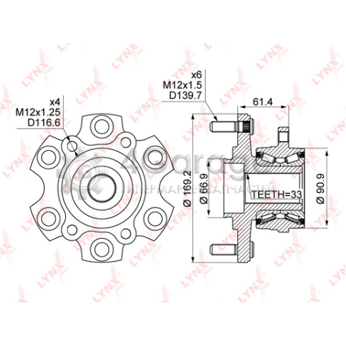 LYNXauto WH1121 Комплект подшипника ступицы колеса