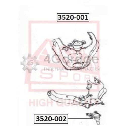 ASVA 3520002 Шарнир независимой подвески / поворотного рычага