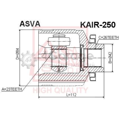 Шарнирный комплект приводной вал ASVA KAIR250 в Нижнем Новгороде
