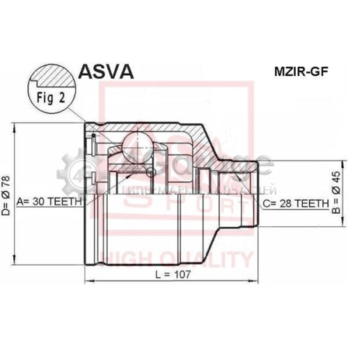 ASVA MZIRGF Шарнирный комплект приводной вал