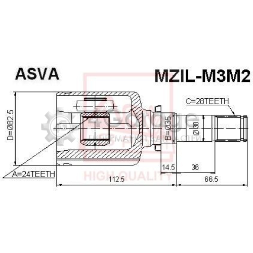 Шарнирный комплект приводной вал ASVA MZILM3M2 в Нижнем Новгороде