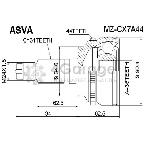 Шарнирный комплект приводной вал ASVA MZCX7A44 в Нижнем Новгороде
