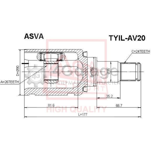 Шарнирный комплект приводной вал ASVA TYILAV20 в Нижнем Новгороде