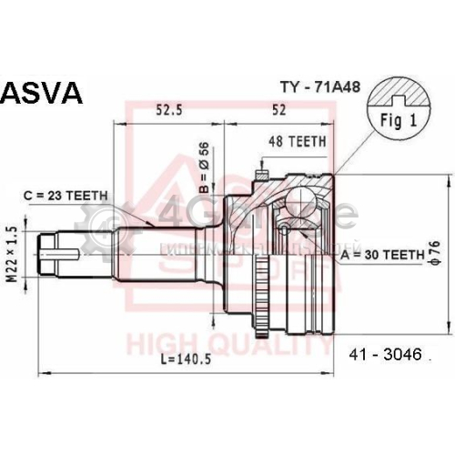 ASVA TY71A48 Шарнирный комплект приводной вал в Красноярске