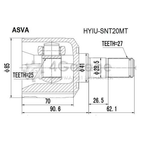 ASVA HYIUSNT20MT Шарнирный комплект приводной вал