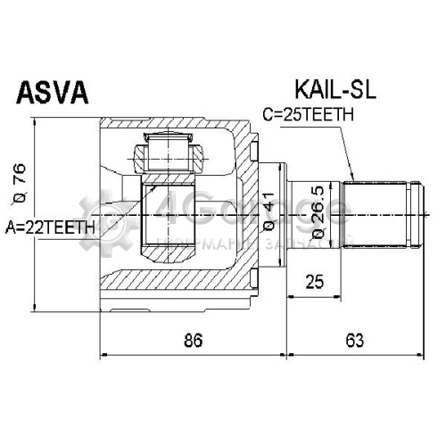 ASVA KAILSL Шарнирный комплект приводной вал в Красноярске