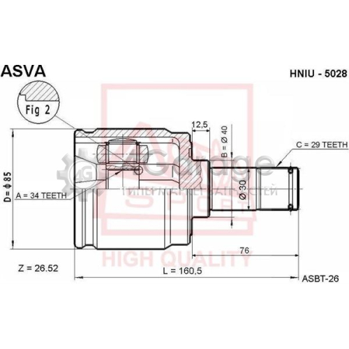 ASVA HNIU5028 Шарнирный комплект приводной вал