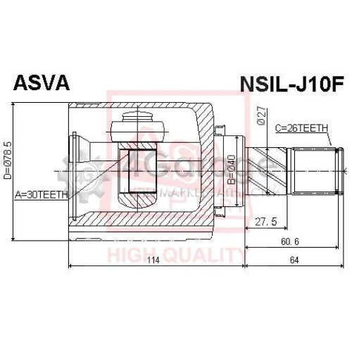 Шарнирный комплект приводной вал ASVA NSILJ10F в Ростове-на-Дону