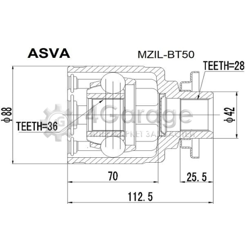 ASVA MZILBT50 Шарнирный комплект приводной вал