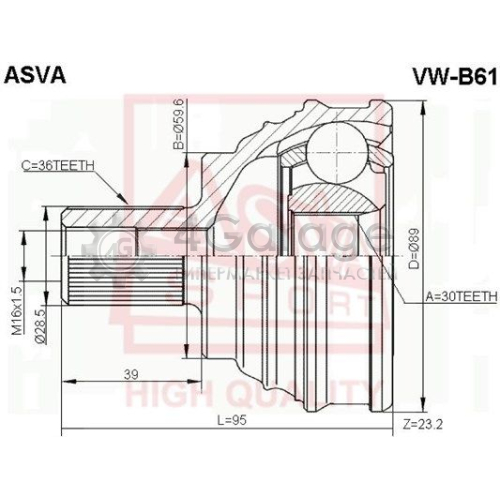 ASVA VWB61 Шарнирный комплект приводной вал